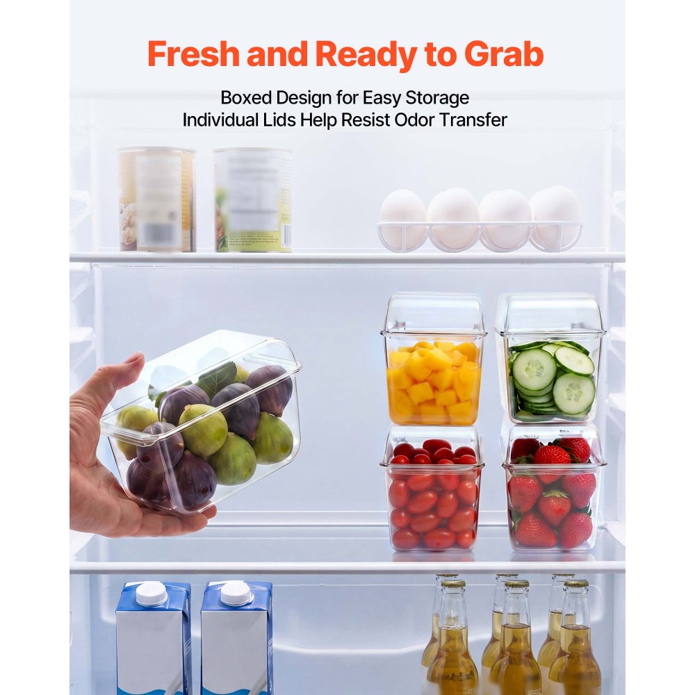 VEVOR Chilled Condiment Server Caddy, 5 Compartment Ice Cooled Serving Container, Plastic Fruit Garnish Tray Platter with Separate Lid, for Taco Salad Bar Accessories, Party Home Restaurant Supplies