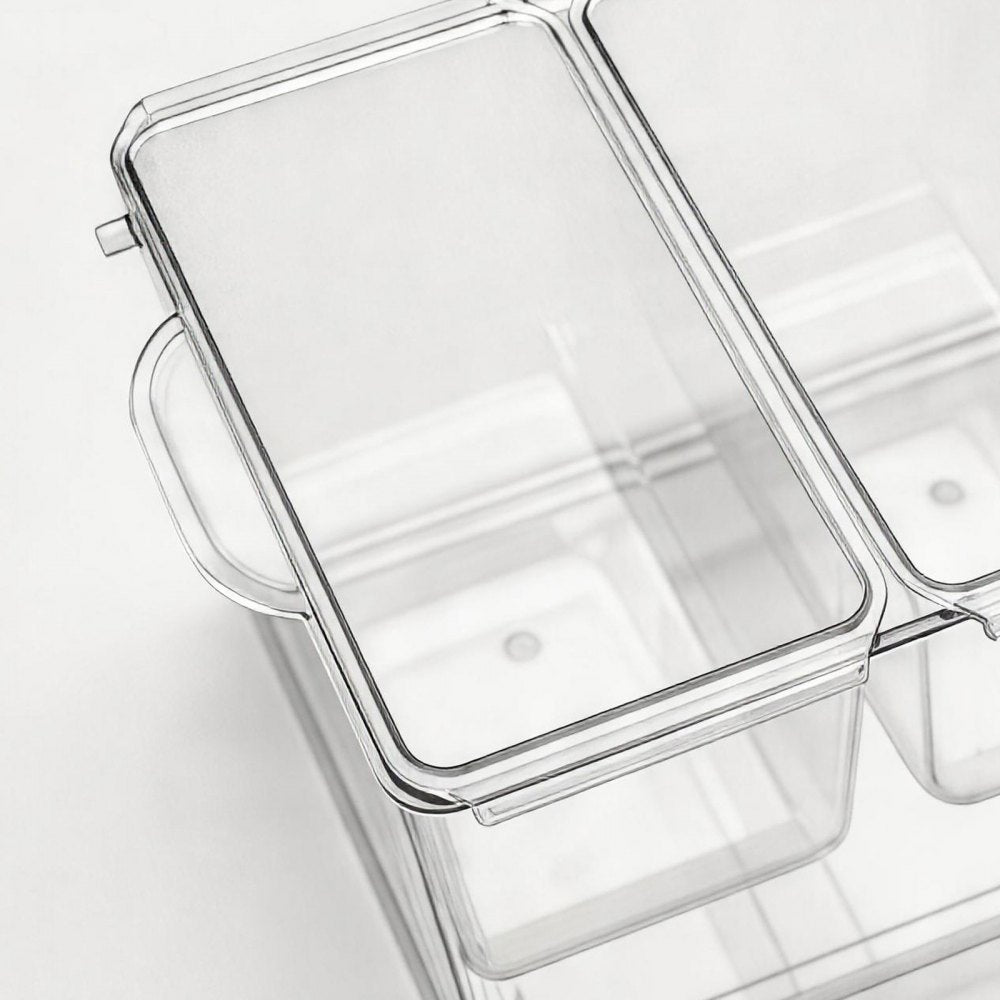 VEVOR Chilled Condiment Server Caddy, 5 Compartment Ice Cooled Serving Container, Plastic Fruit Garnish Tray Platter with Separate Lid, for Taco Salad Bar Accessories, Party Home Restaurant Supplies