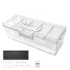 VEVOR Chilled Condiment Server Caddy, 5 Compartment Ice Cooled Serving Container, Plastic Fruit Garnish Tray Platter with Lid, for Taco Salad Bar Accessories, Party Home Restaurant Supplies