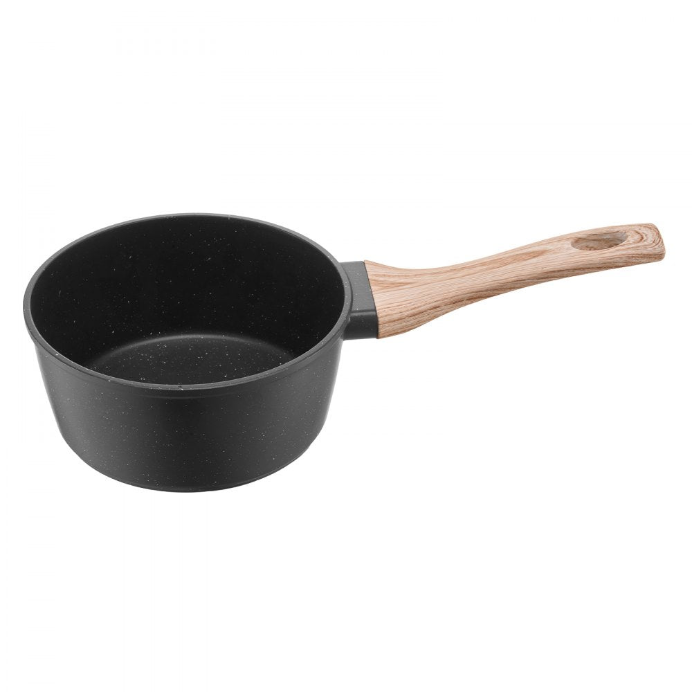 VEVOR 1.5 QT Saucepan, Nonstick Saucepan with Tempered Glass Lid, Multipurpose Cooking Sauce Pot with Detachable Handle, Sauce Pan Small Kitchen Cooking Pot with Coating, Induction Compatible, Black