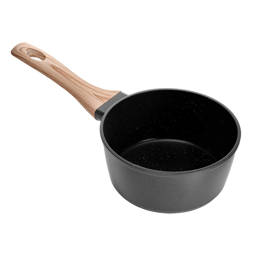 VEVOR 1.5 QT Saucepan, Nonstick Saucepan with Tempered Glass Lid, Multipurpose Cooking Sauce Pot with Detachable Handle, Sauce Pan Small Kitchen Cooking Pot with Coating, Induction Compatible, Black