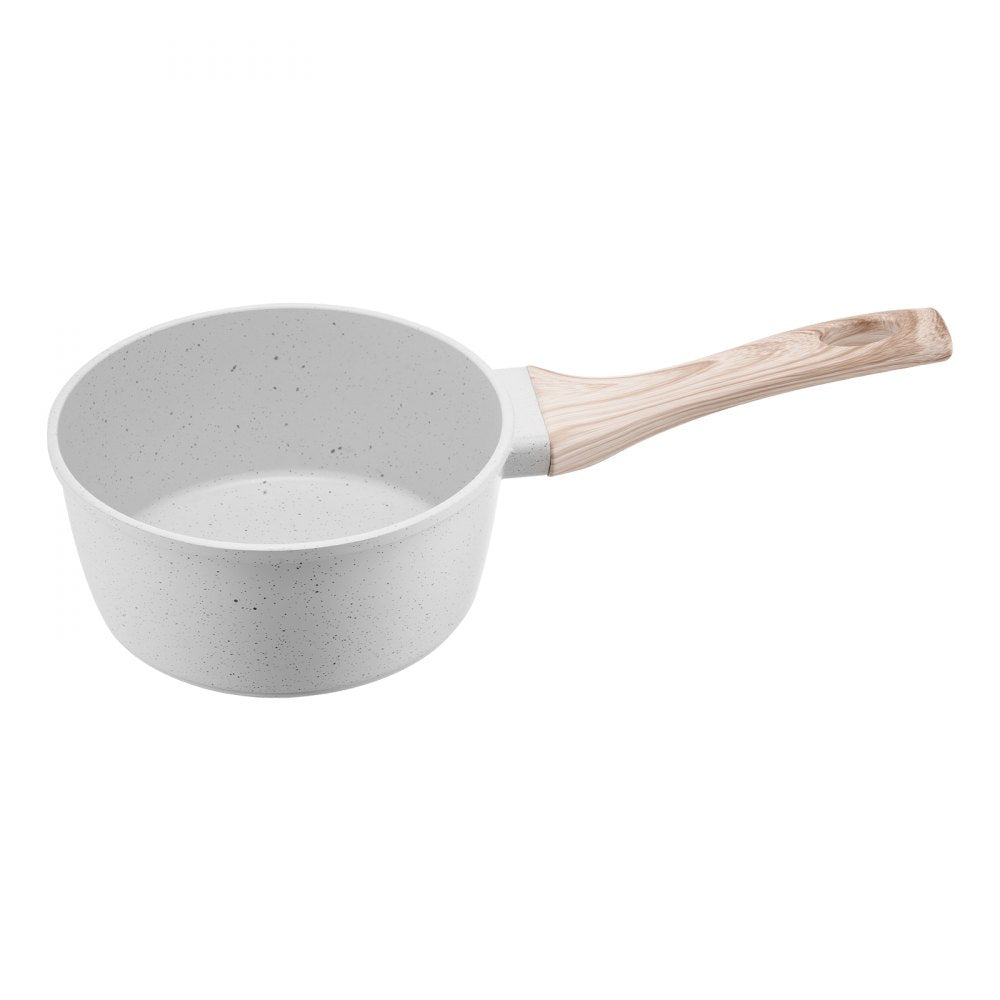 VEVOR 1.5 QT Saucepan, Nonstick Saucepan with Tempered Glass Lid, Multipurpose Cooking Sauce Pot with Detachable Handle, Sauce Pan Small Kitchen Cooking Pot with Coating, Induction Compatible, White