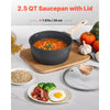 VEVOR 2.5 QT Saucepan, Nonstick Saucepan with Tempered Glass Lid, Multipurpose Cooking Sauce Pot with Detachable Handle, Sauce Pan Small Kitchen Cooking Pot with Coating, Induction Compatible, Black