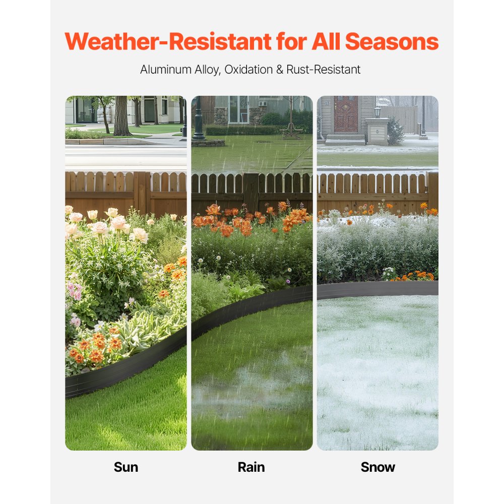 VEVOR Metal Landscape Edging, 10 Packs 60 in Rust-Resistant Aluminum Alloy Landscape Edging, Bendable Garden Edging Border, Heavy Duty Lawn Edging Fence for Flower Bed Yard Pathway