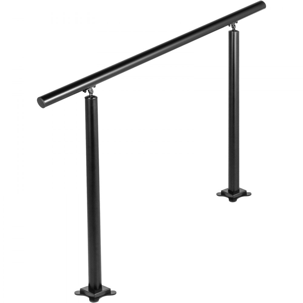 VEVOR Outdoor Stair Railing Kit, 3 FT Handrails 1-3 Steps, Adjustable Angle Black Aluminum Stair Hand Rail for The Elderly, Handrails for Outdoor Steps