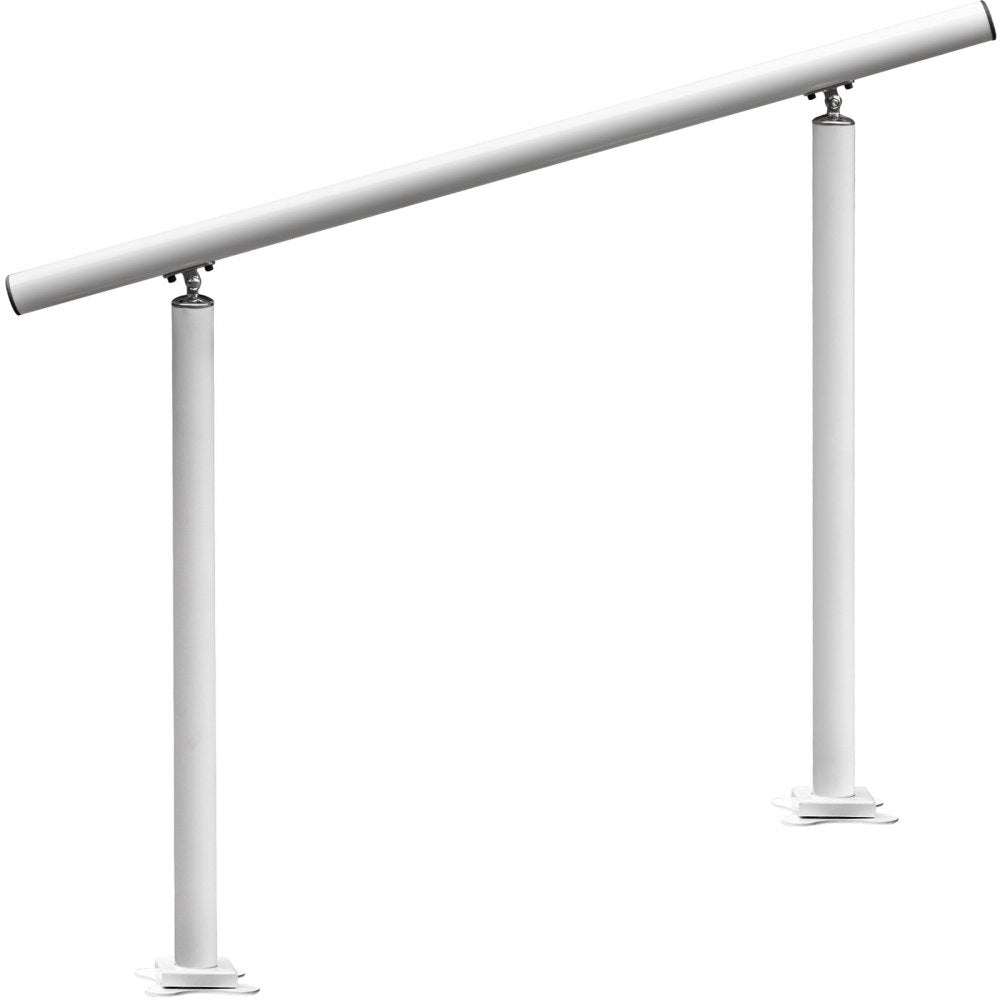 VEVOR Outdoor Stair Railing Kit, 4 FT Handrails 1-4 Steps, Adjustable Angle White Aluminum Stair Hand Rail for The Elderly, Handrails for Outdoor Steps