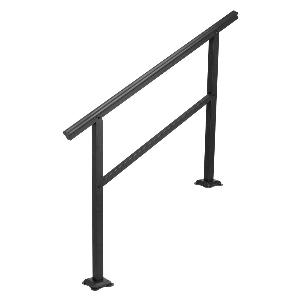 VEVOR Handrail Outdoor Stairs 47.6 X 35.2 Inch Outdoor Handrail Outdoor Stair Railing Adjustable from 0 to 30 Degrees Handrail for Stairs Outdoor Aluminum Black Stair Railing Fit 3-4 Steps