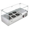 VEVOR Refrigerated Countertop Prep Unit Condiment Prep Station 16 QT ETL, for Commercial Restaurant Salad Bar, 160W, with 1 x 1/3 & 4 x 1/6 Pans, Auto Defrost, Adjustable Temp, Glass Sneeze Guard