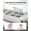 VEVOR Refrigerated Countertop Prep Unit Condiment Prep Station 22 QT ETL, for Commercial Restaurant Salad Bar, 160W, with 2 x 1/3 & 4 x 1/6 Pans, Auto Defrost, Temp Control, Stainless Steel Cover