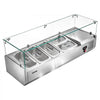 VEVOR Refrigerated Countertop Prep Unit Condiment Prep Station 26.4QT ETL, for Commercial Restaurant Salad Bar, 160W, with 3 x 1/3 & 2 x 1/4 Pans, Auto Defrost, Adjustable Temp, Glass Sneeze Guard