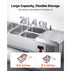 VEVOR Refrigerated Countertop Prep Unit Condiment Prep Station 26.4QT ETL, for Commercial Restaurant Salad Bar, 160W, with 3 x 1/3 & 2 x 1/4 Pans, Auto Defrost, Temp Control, Stainless Steel Cover