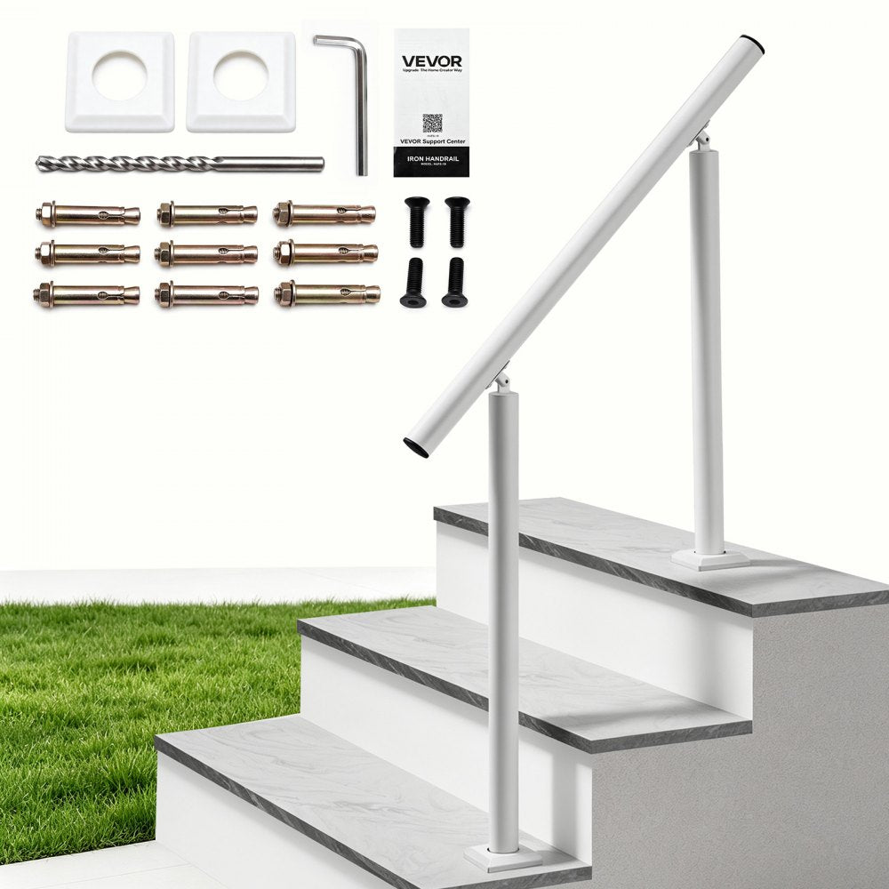 Vevor Handrail Outdoor Steps 2-3 Step Aluminum Stair Rail Kit White New