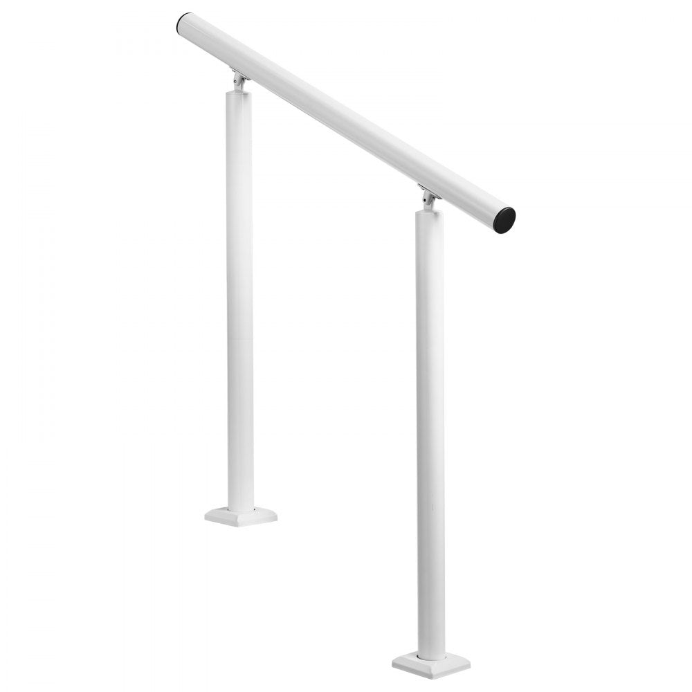 VEVOR Handrails for Outdoor Steps, 2-3 Step Aluminum Stair Hand Rail Kit, White Round Tube Stair Railings for Seniors, Concrete Steps, Porch, Deck, Heavy-Duty with Decorative Cover & Installation Kit