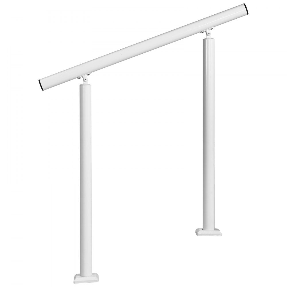 VEVOR Handrails for Outdoor Steps, 2-3 Step Aluminum Stair Hand Rail Kit, White Round Tube Stair Railings for Seniors, Concrete Steps, Porch, Deck, Heavy-Duty with Decorative Cover & Installation Kit