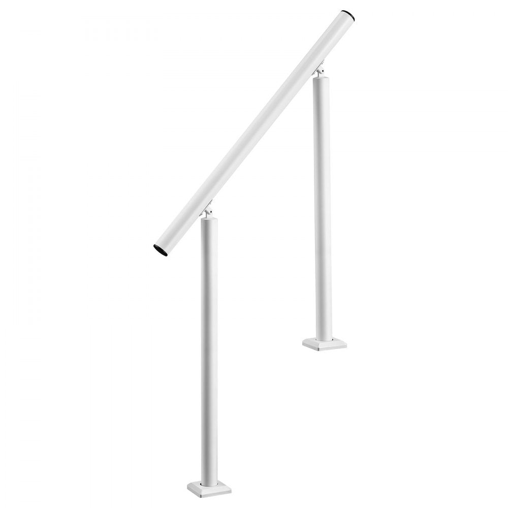 VEVOR Handrails for Outdoor Steps, 2-3 Step Aluminum Stair Hand Rail Kit, White Round Tube Stair Railings for Seniors, Concrete Steps, Porch, Deck, Heavy-Duty with Decorative Cover & Installation Kit