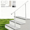 VEVOR Handrails for Outdoor Steps, 3-4 Step Aluminum Stair Hand Rail Kit, White Round Tube Stair Railings for Seniors, Concrete Steps, Porch, Deck, Heavy-Duty with Decorative Cover & Installation Kit