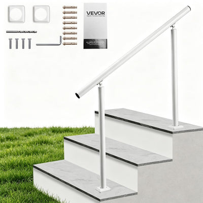 Vevor Handrail Outdoor Steps 3-4 Step Aluminum Stair Rail Kit White New