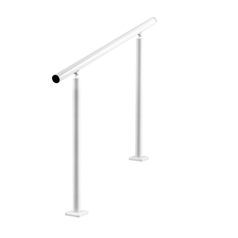 VEVOR Handrails for Outdoor Steps, 3-4 Step Aluminum Stair Hand Rail Kit, White Round Tube Stair Railings for Seniors, Concrete Steps, Porch, Deck, Heavy-Duty with Decorative Cover & Installation Kit