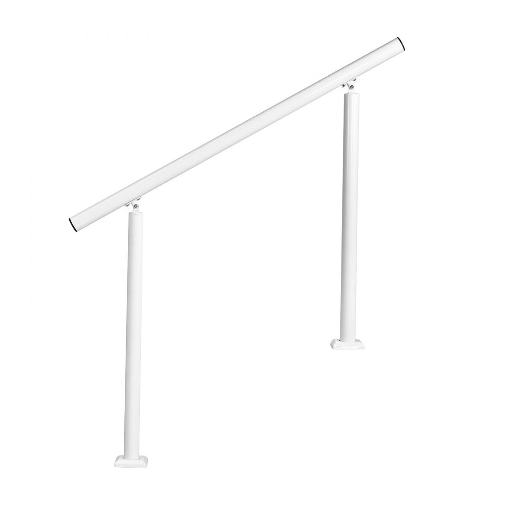 VEVOR Handrails for Outdoor Steps, 3-4 Step Aluminum Stair Hand Rail Kit, White Round Tube Stair Railings for Seniors, Concrete Steps, Porch, Deck, Heavy-Duty with Decorative Cover & Installation Kit