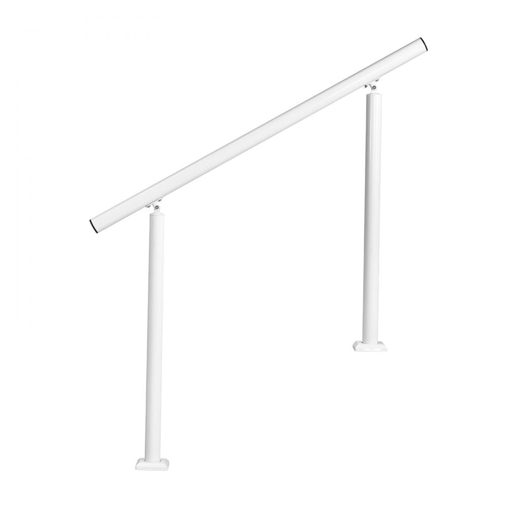 VEVOR Handrails for Outdoor Steps, 3-4 Step Aluminum Stair Hand Rail Kit, White Round Tube Stair Railings for Seniors, Concrete Steps, Porch, Deck, Heavy-Duty with Decorative Cover & Installation Kit