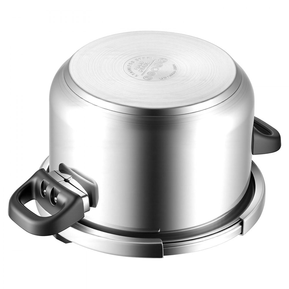 VEVOR Pressure Cooker, 10Qt Pressure Cooker Stainless Steel, Pressures Canner with Steaming Rack, Tempered Glass Lid, Three Pressures Settings for Meat, Beans, Rice, Soup, Sauces, Cook up to 100 kPa