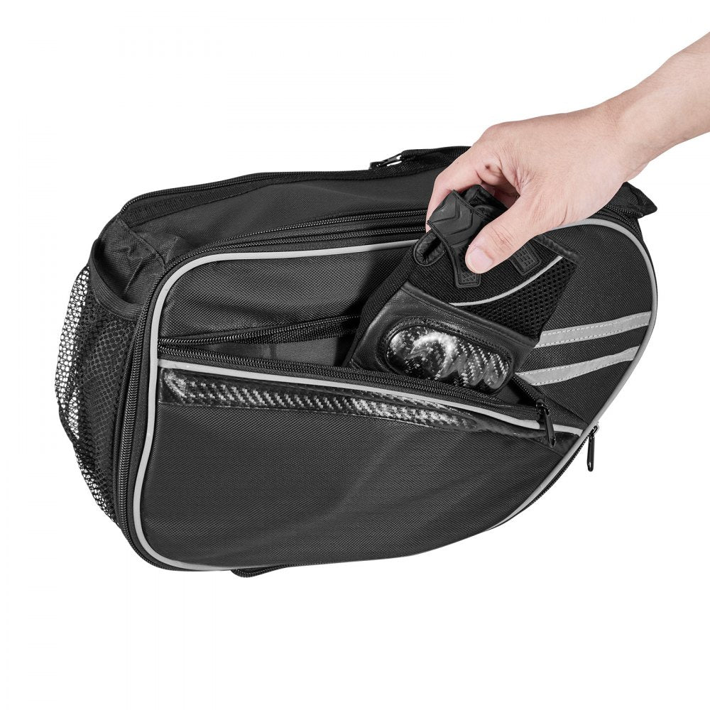 VEVOR Motorcycle Saddlebag, 30 L (15 L x 2) Large Capacity Side Saddle Bag with Waterproof Rain Cover and Straps, Compatible with Most Motorcycles, Outdoor Sports Motorbike Luggage Storage Bag, Black
