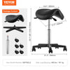 VEVOR Saddle Stool with Wheels, 400 LBS Weight Capacity, Height Adjustable Thickened PU Leather Swivel Saddle Stool Chair for Salon, Spa, Tattoo, Clinic, Black