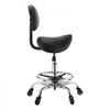 VEVOR Saddle Stool with Back Support Footrest, 500 lbs Weight Capacity, Height Adjustable, Quiet Casters, PU Leather Seat, 360° Swivel Saddle Stool Rolling Chair for Salon, Spa, Bar, Medical, Black