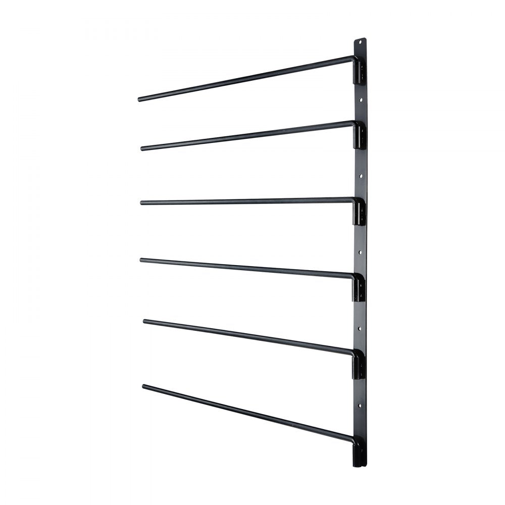 VEVOR Wall Mounted Saddle Rack, 30.9 x 29.9 x 5.5 in, Swing Out Saddle Holder, Six Tiers Horse Saddle Stand, Space Saving Horse Pad and Blanket Rack for Tack Room Organization Trailer Accessories