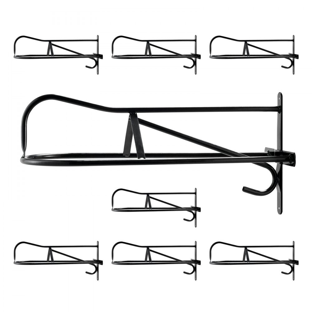 VEVOR Wall Mount Saddle Rack, 27.3 x 16.3 x 12.5 in, 8 Packs Horse Saddle Rack with Pad Bar, Portable Saddle Stand for English & Western Saddle, Horse Tack Storage for Equestrian Garden, Black