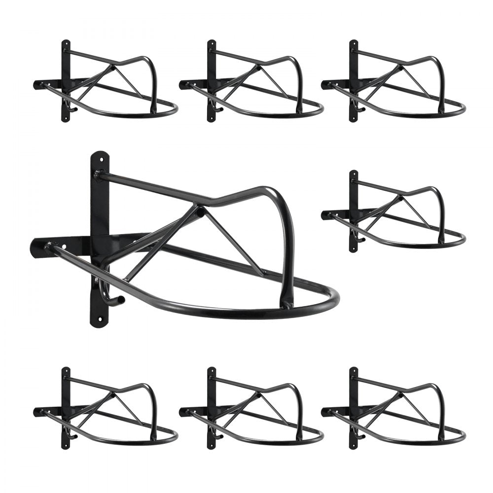 VEVOR Wall Mount Saddle Rack, 27.3 x 16.3 x 12.5 in, 8 Packs Horse Saddle Rack with Pad Bar, Portable Saddle Stand for English & Western Saddle, Horse Tack Storage for Equestrian Garden, Black