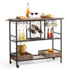 VEVOR Bar Cart, Home Serving Cart, 3 Tiers 300 LBS Industrial Rolling Beverage Station on Lockable Wheels, Mobile Alcohol Drink Cart with Removable Tray Wine Rack Glass Holder for Kitchen Dining Room