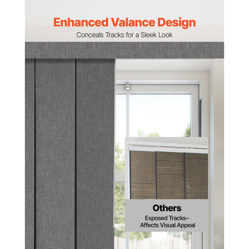 VEVOR Panel Track Blinds, Extendable Track from 45.8 in to 86 in W, Trimmable Panel Curtains Up to 96 in H, Vertical Blackout Panel Blinds for Sliding Doors, Patio Doors, Room Divider, Dark Gray
