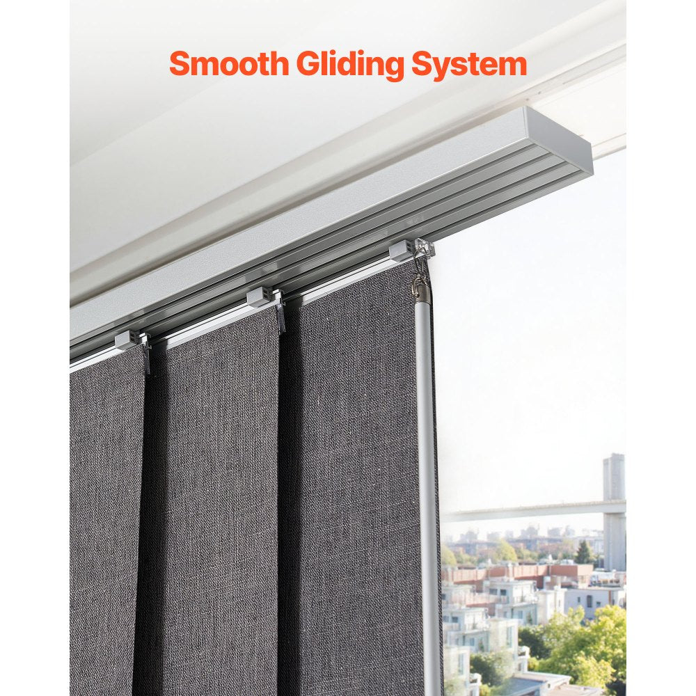 VEVOR Panel Track Blinds, Extendable Track from 45.8 in to 86 in W, Trimmable Panel Curtains Up to 96 in H, Vertical Blackout Panel Blinds for Sliding Doors, Patio Doors, Room Divider, Dark Gray