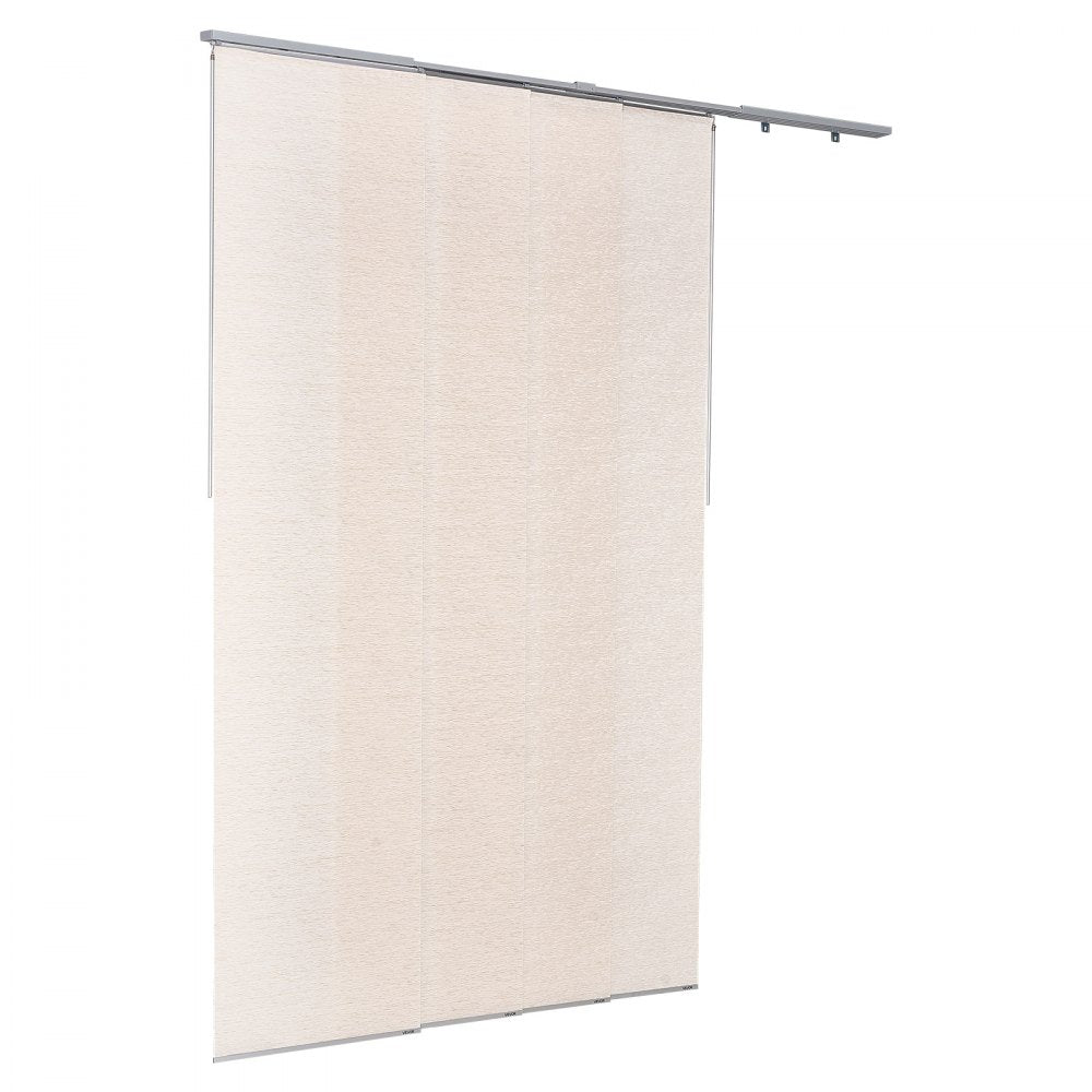 VEVOR Panel Track Blinds, Extendable Track from 45.8 in to 86 in W, Trimmable Panel Curtains Up to 96 in H, Adjustable Vertical Panel Blinds for Sliding Doors, Patio Doors, Room Divider, Light Brown