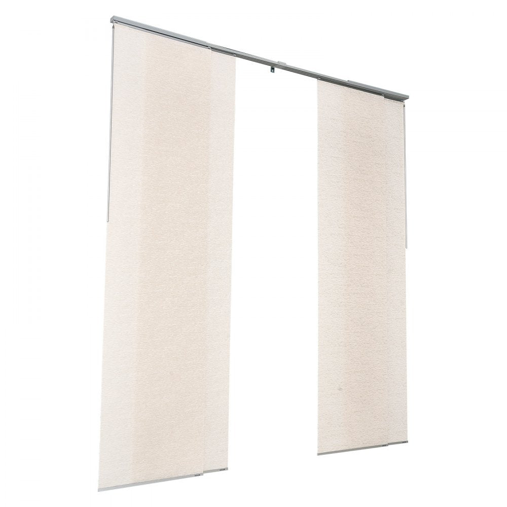 VEVOR Panel Track Blinds, Extendable Track from 45.8 in to 86 in W, Trimmable Panel Curtains Up to 96 in H, Adjustable Vertical Panel Blinds for Sliding Doors, Patio Doors, Room Divider, Light Brown