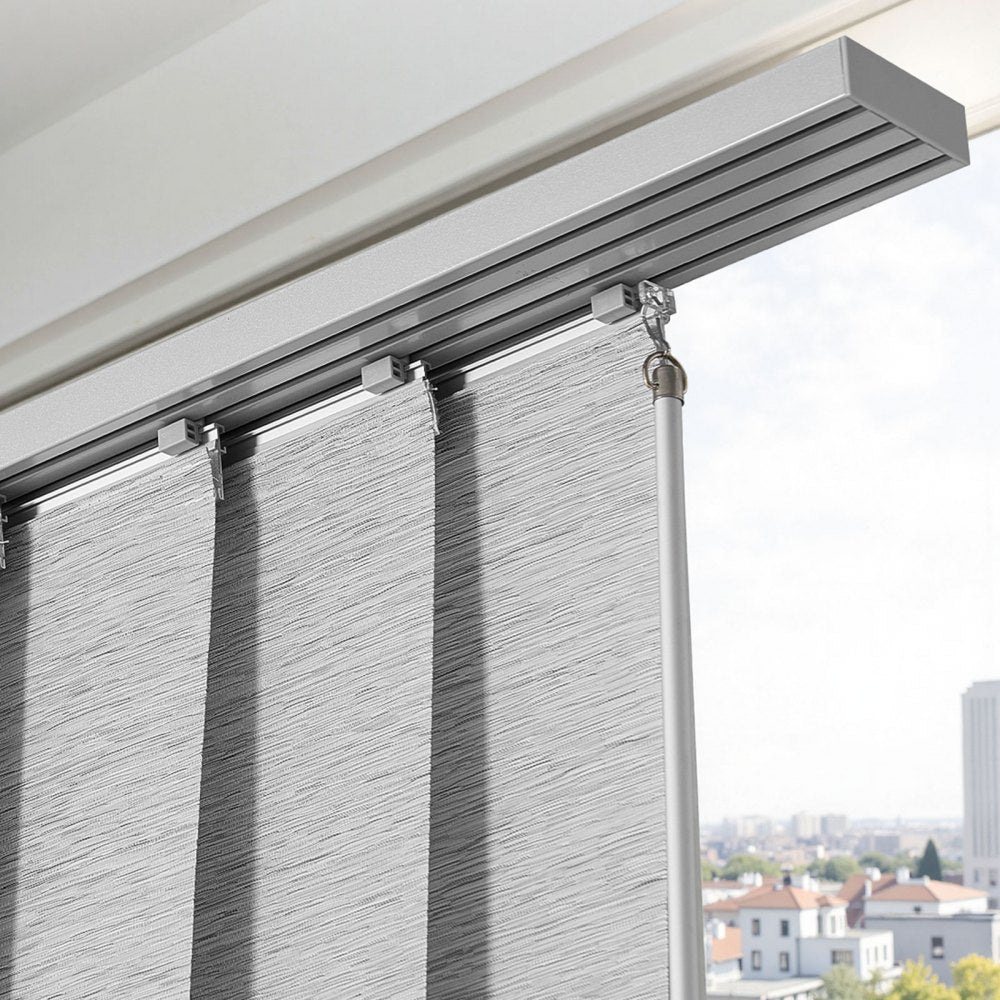 VEVOR Panel Track Blinds, Extendable Track from 45.8 in to 86 in W, Trimmable Panel Curtains Up to 96 in H, Adjustable Vertical Panel Blinds for Sliding Doors, Patio Doors, Room Divider, Window, Gray
