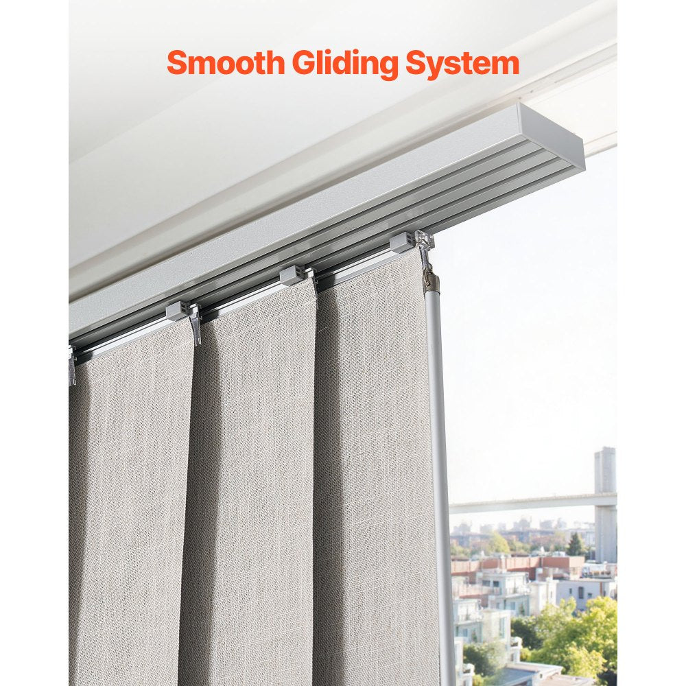 VEVOR Panel Track Blinds, Extendable Track from 45.8 in to 86 in W, Trimmable Panel Curtains Up to 96 in H, Vertical Blackout Panel Blinds for Sliding Doors, Patio Doors, Room Divider, Light Gray