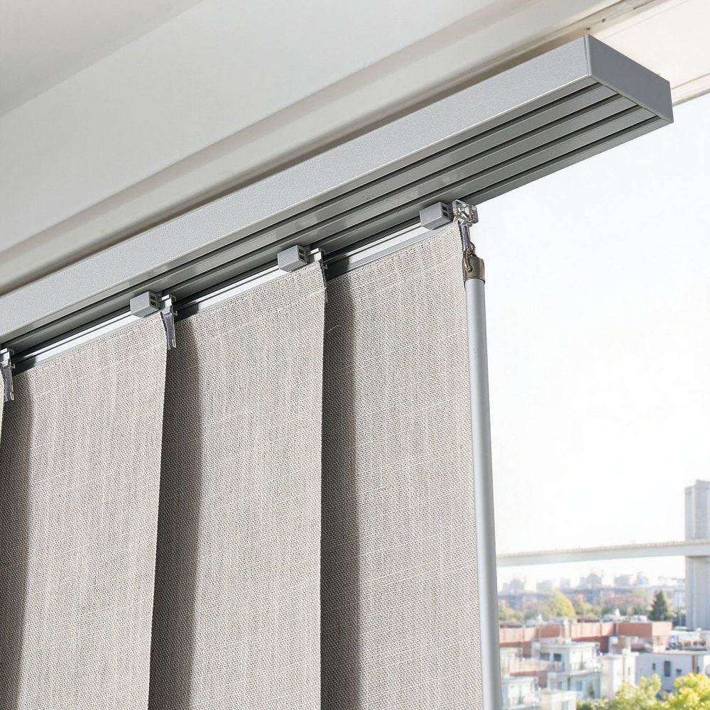 VEVOR Panel Track Blinds, Extendable Track from 45.8 in to 86 in W, Trimmable Panel Curtains Up to 96 in H, Vertical Blackout Panel Blinds for Sliding Doors, Patio Doors, Room Divider, Light Gray