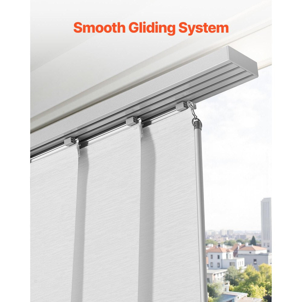 VEVOR Panel Track Blinds, Extendable Track from 45.8 in to 86 in W, Trimmable Panel Curtains Up to 96 in H, Adjustable Vertical Panel Blinds for Sliding Doors, Patio Doors, Room Divider, Window, White