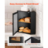 VEVOR Corner Bread Box for Kitchen Counter Bamboo Wood Container Black, for Homemade Bread, Under Cabinet, and Pantry, Double Layer Farmhouse Breadbox Bin, with Acrylic Door Panel and Air Vents