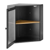 VEVOR Corner Bread Box for Kitchen Counter Bamboo Wood Container Black, for Homemade Bread, Under Cabinet, and Pantry, Double Layer Farmhouse Breadbox Bin, with Acrylic Door Panel and Air Vents