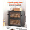 VEVOR Corner Bread Box for Kitchen Counter Bamboo Wood Container Black, for Homemade Bread, Under Cabinet, and Pantry, Double Layer Farmhouse Breadbox Bin, with Acrylic Door Panel and Air Vents