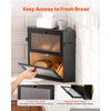 VEVOR Corner Bread Box for Kitchen Counter Bamboo Wood Container Black, for Homemade Bread, Under Cabinet, and Pantry, Double Layer Farmhouse Breadbox Bin, with Acrylic Door Panel and Air Vents