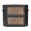 VEVOR Corner Bread Box for Kitchen Counter Bamboo Wood Container Black, for Homemade Bread, Under Cabinet, and Pantry, Double Layer Farmhouse Breadbox Bin, with Acrylic Door Panel and Air Vents
