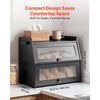 VEVOR Bread Box for Kitchen Counter Bamboo Wood Storage Container Black, for Homemade Bread, Under Cabinet, and Pantry, Double Layer Farmhouse Breadbox Bin, with Acrylic Door Panel and Air Vents
