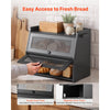 VEVOR Bread Box for Kitchen Counter Bamboo Wood Storage Container Black, for Homemade Bread, Under Cabinet, and Pantry, Double Layer Farmhouse Breadbox Bin, with Acrylic Door Panel and Air Vents