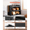 VEVOR Bread Box for Kitchen Counter Bamboo Wood Storage Container Black, for Homemade Bread, Under Cabinet, and Pantry, Double Layer Farmhouse Breadbox Bin, with Acrylic Door Panel and Air Vents