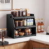 VEVOR Bread Box for Kitchen Counter Bamboo Wood Storage Container Black, for Homemade Bread, Under Cabinet, and Pantry, Double Layer Farmhouse Breadbox Bin, with Acrylic Door Panel and Air Vents