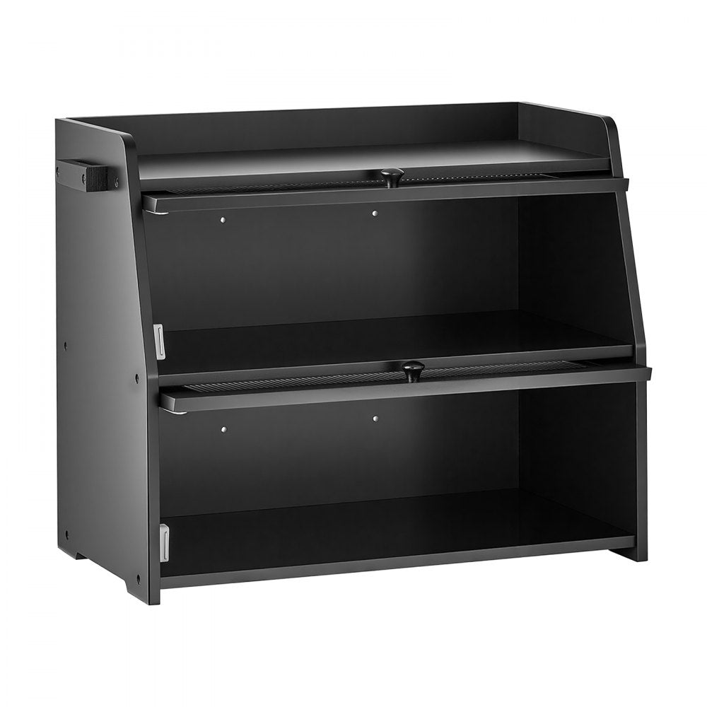 VEVOR Bread Box for Kitchen Counter Bamboo Wood Storage Container Black, for Homemade Bread, Under Cabinet, and Pantry, Double Layer Farmhouse Breadbox Bin, with Acrylic Door Panel and Air Vents
